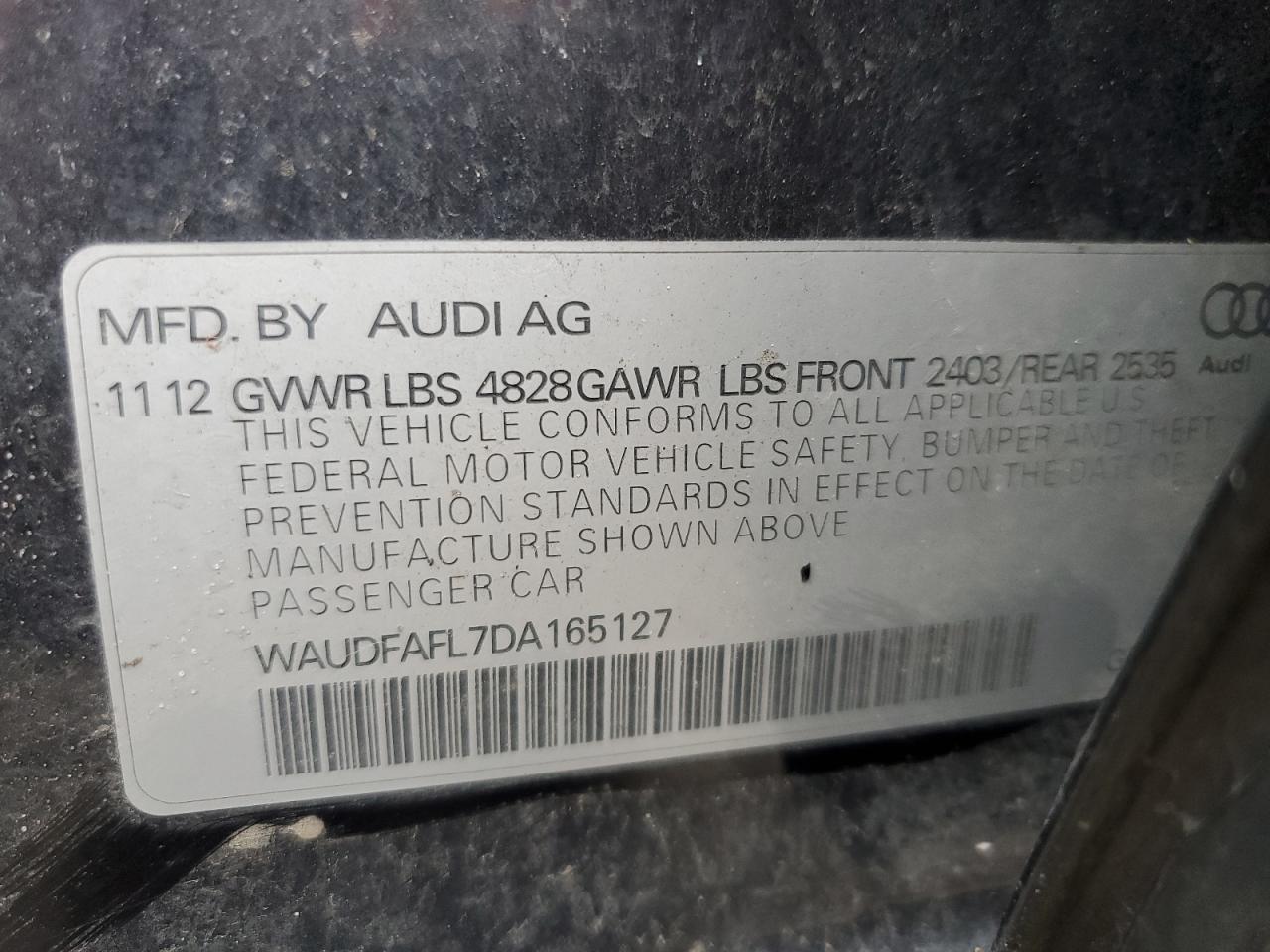 Photo 11 VIN: WAUDFAFL7DA165127 - AUDI A4 