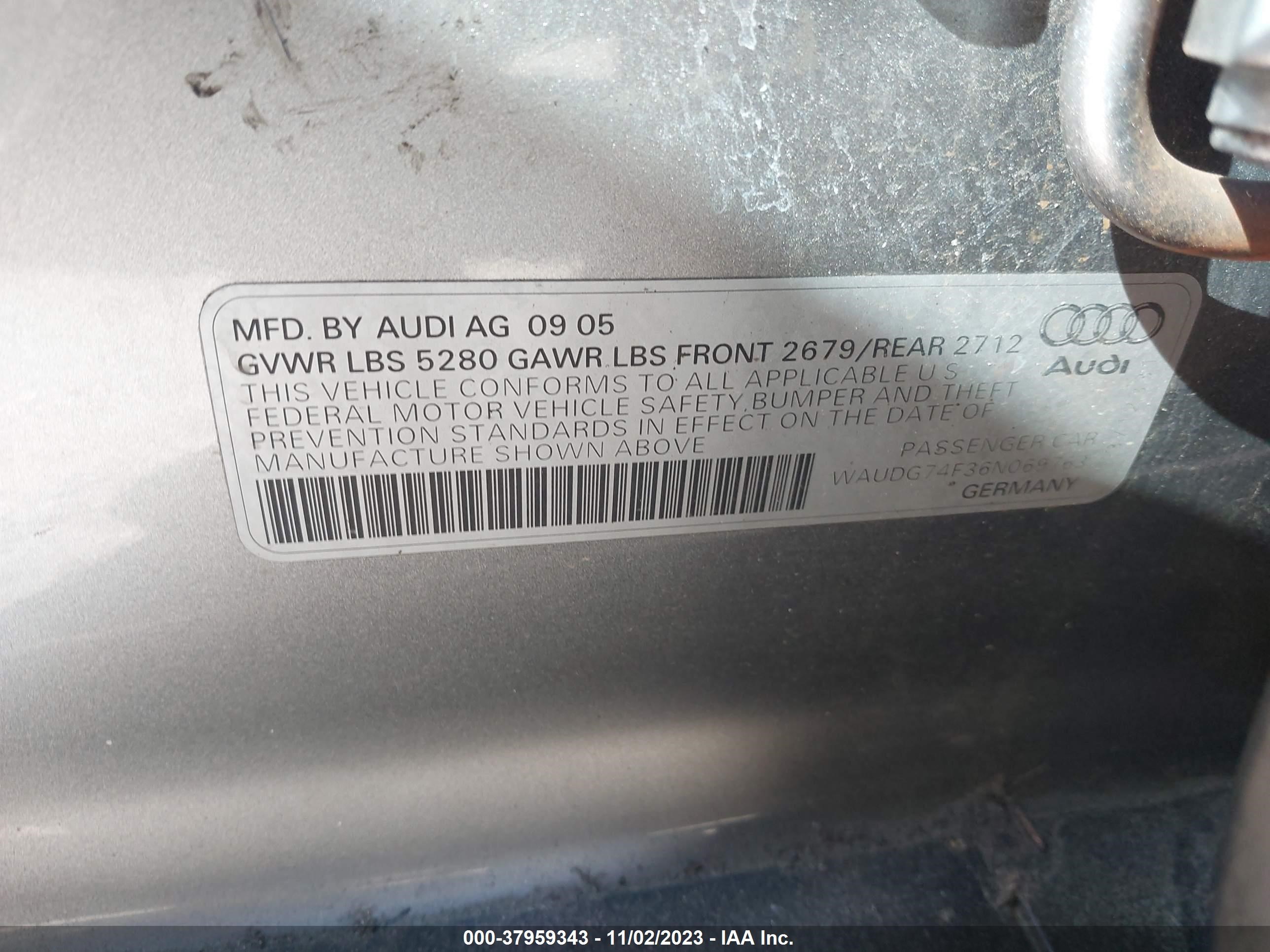 Photo 8 VIN: WAUDG74F36N069763 - AUDI A6 