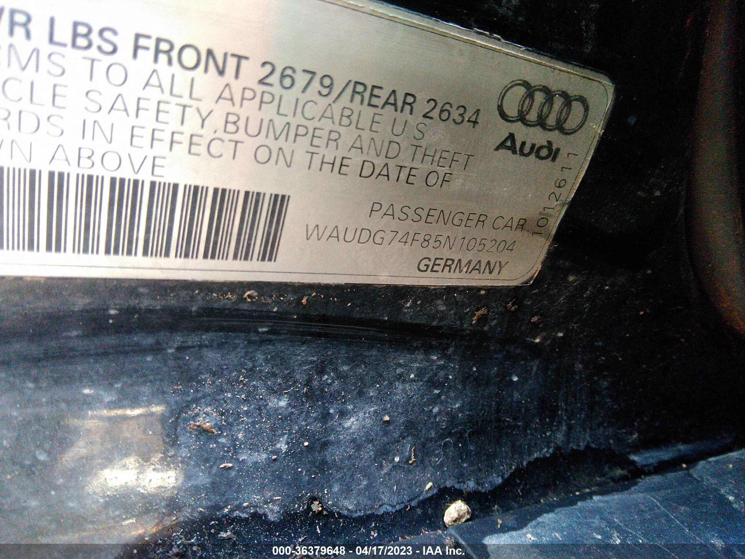 Photo 8 VIN: WAUDG74F85N105204 - AUDI A6 