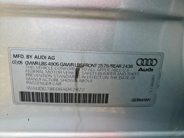 Photo 9 VIN: WAUDG78E06A042822 - AUDI A4 3.2 QUA 