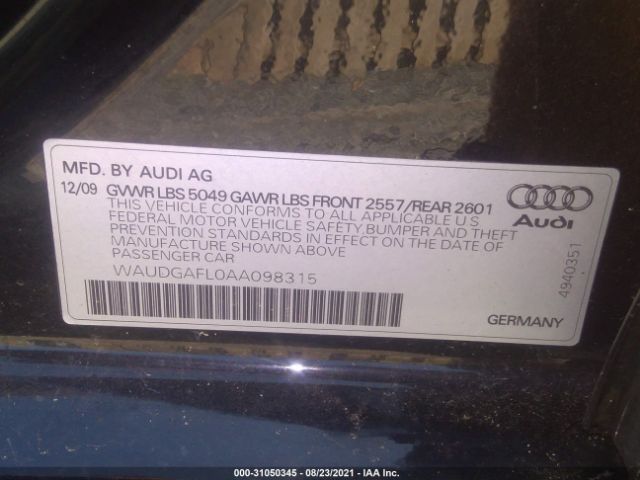 Photo 8 VIN: WAUDGAFL0AA098315 - AUDI S4 PREMIUM 