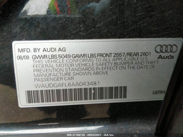 Photo 8 VIN: WAUDGAFL6AA043481 - AUDI S4 