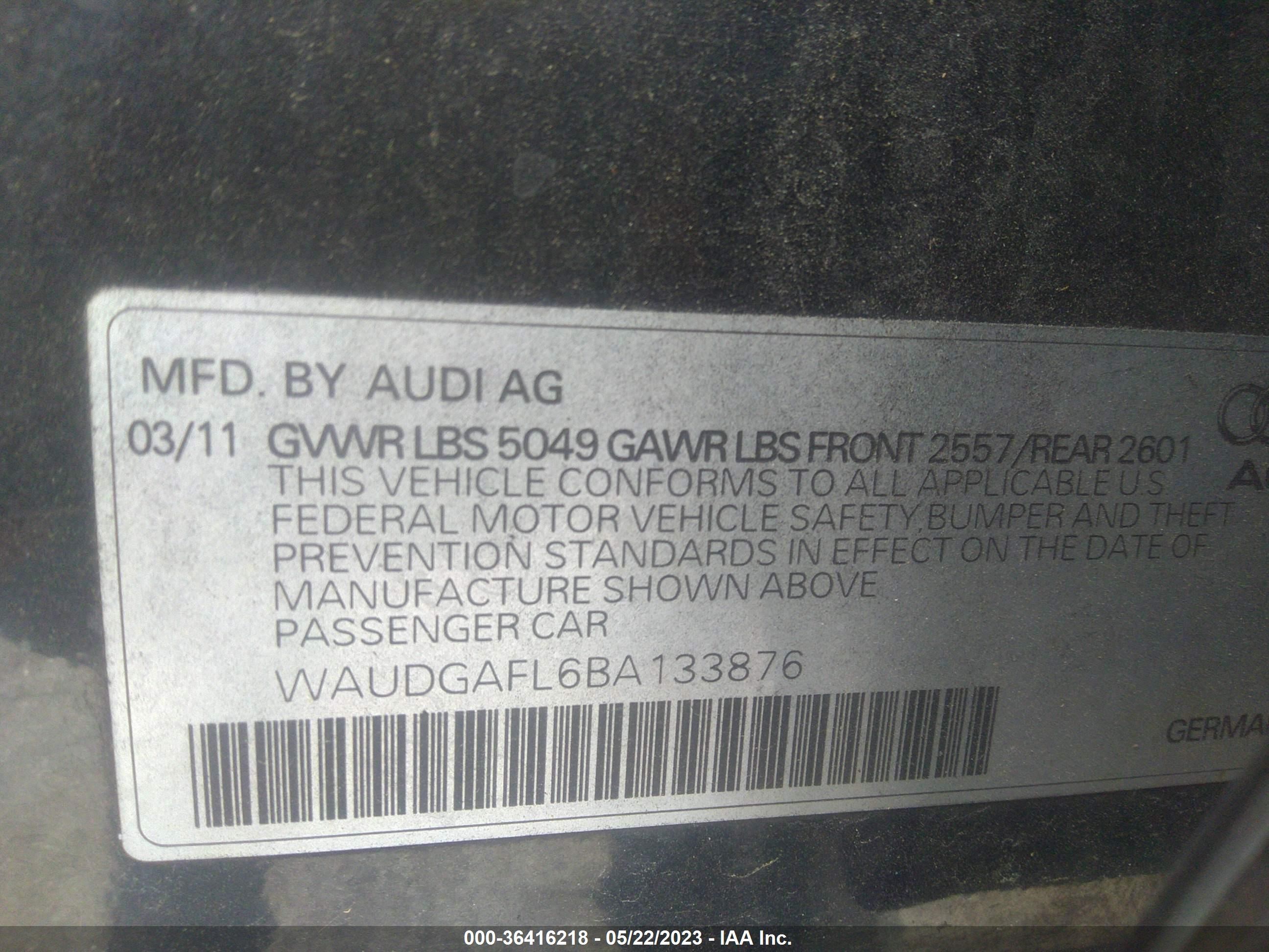 Photo 8 VIN: WAUDGAFL6BA133876 - AUDI S4 