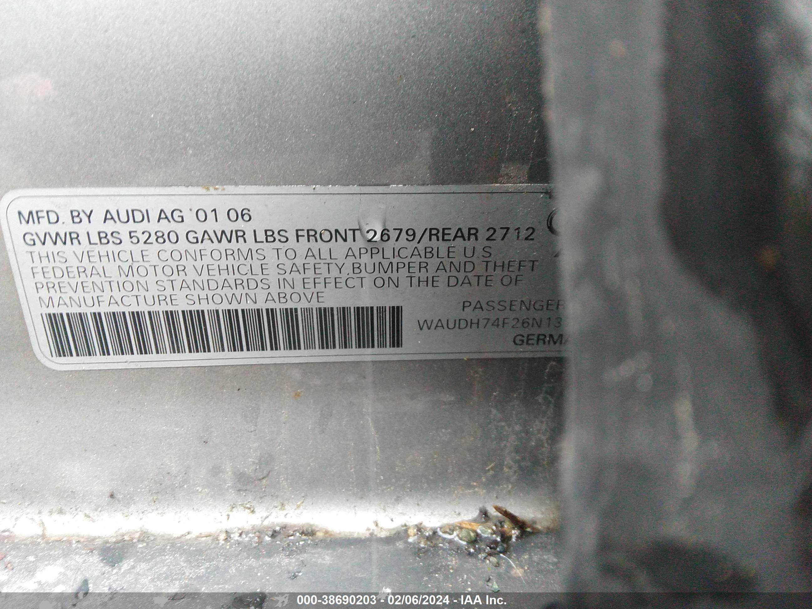 Photo 8 VIN: WAUDH74F26N137273 - AUDI A6 