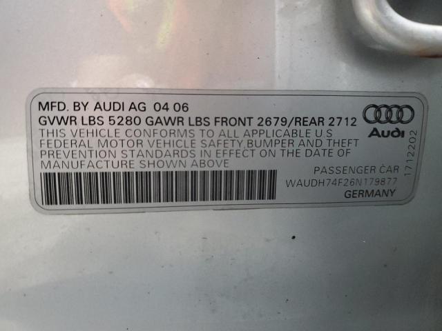 Photo 12 VIN: WAUDH74F26N179877 - AUDI A6 3.2 QUA 