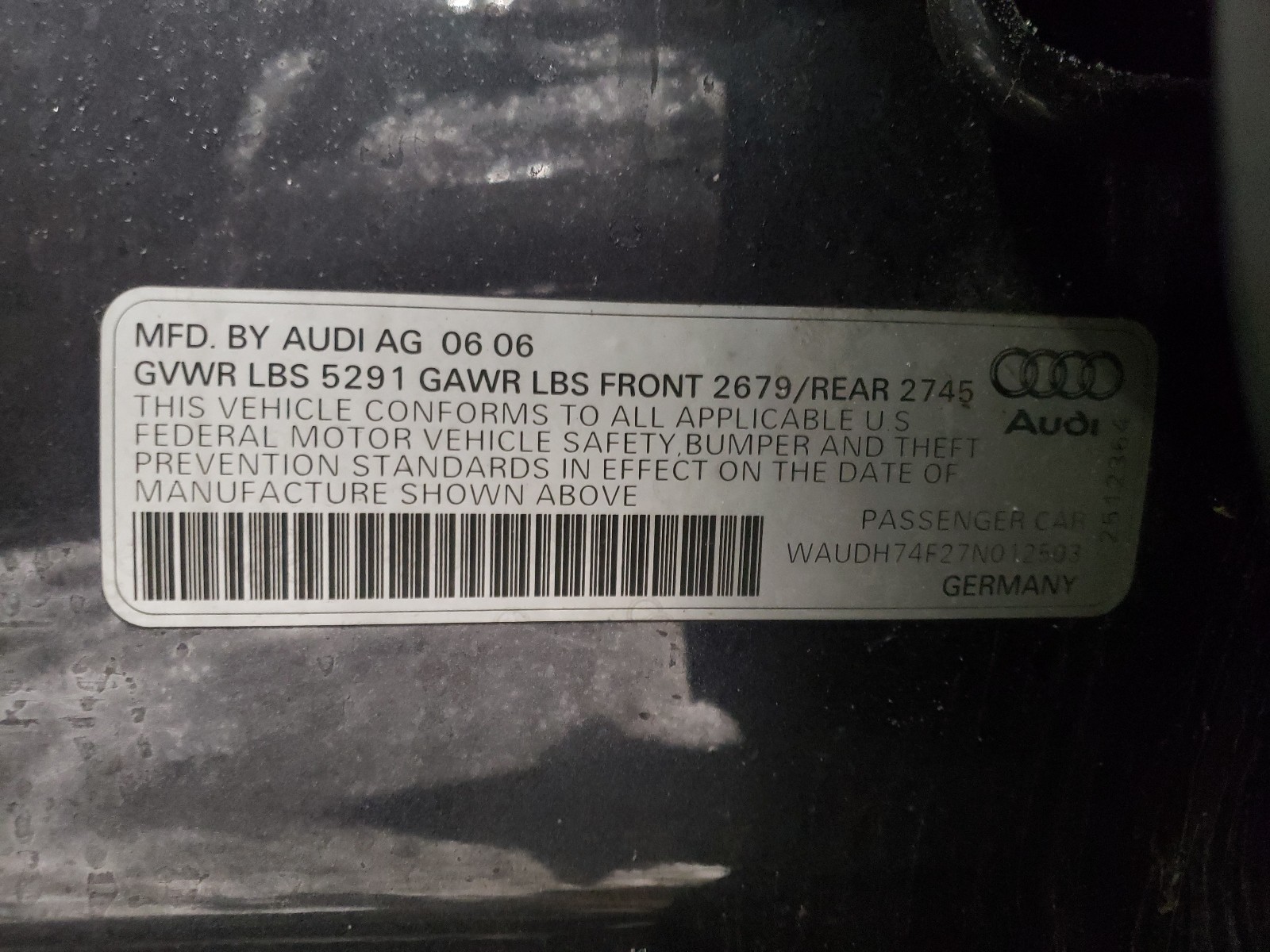 Photo 9 VIN: WAUDH74F27N012503 - AUDI A6 3.2 QUA 