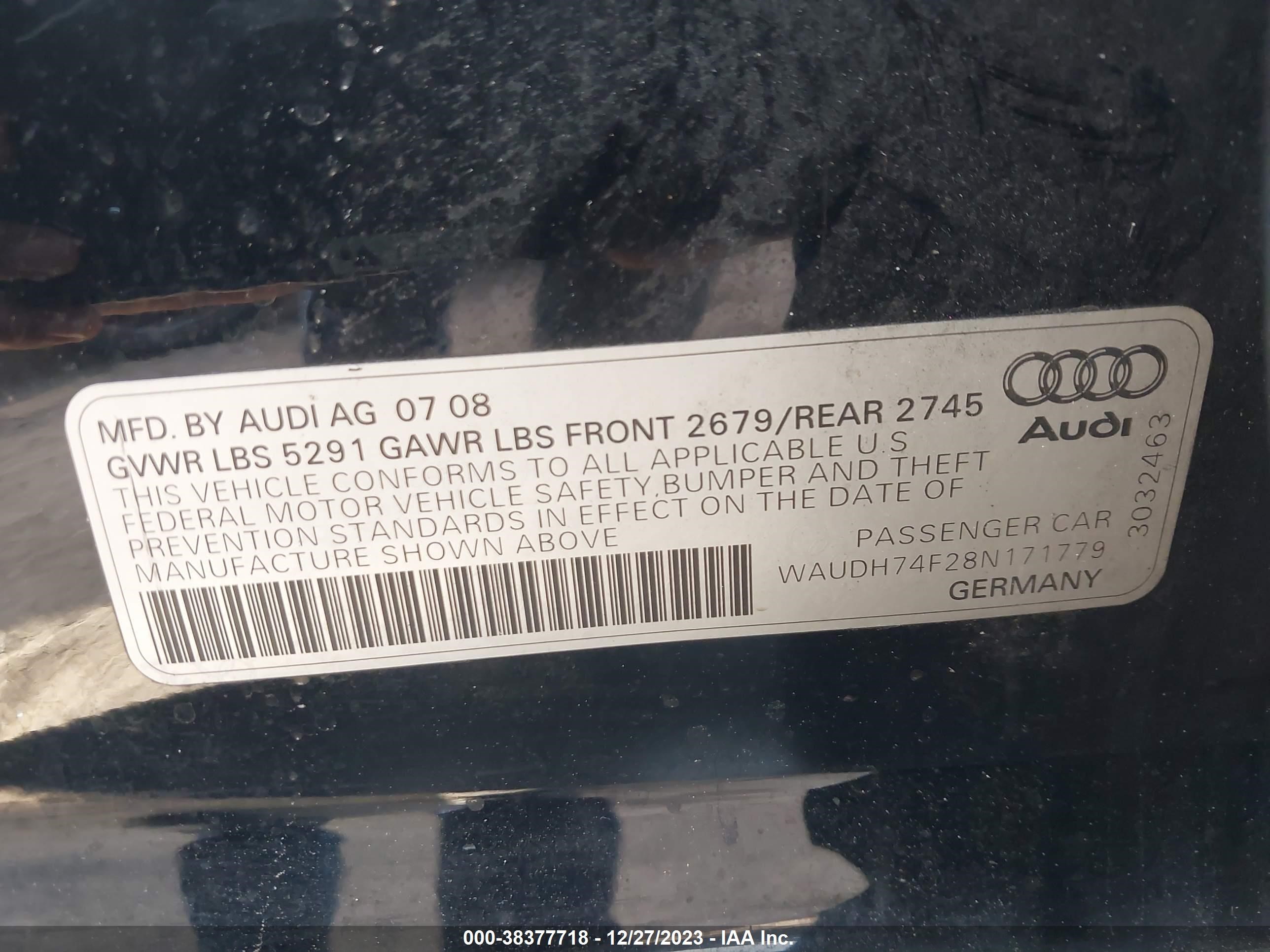 Photo 8 VIN: WAUDH74F28N171779 - AUDI A6 