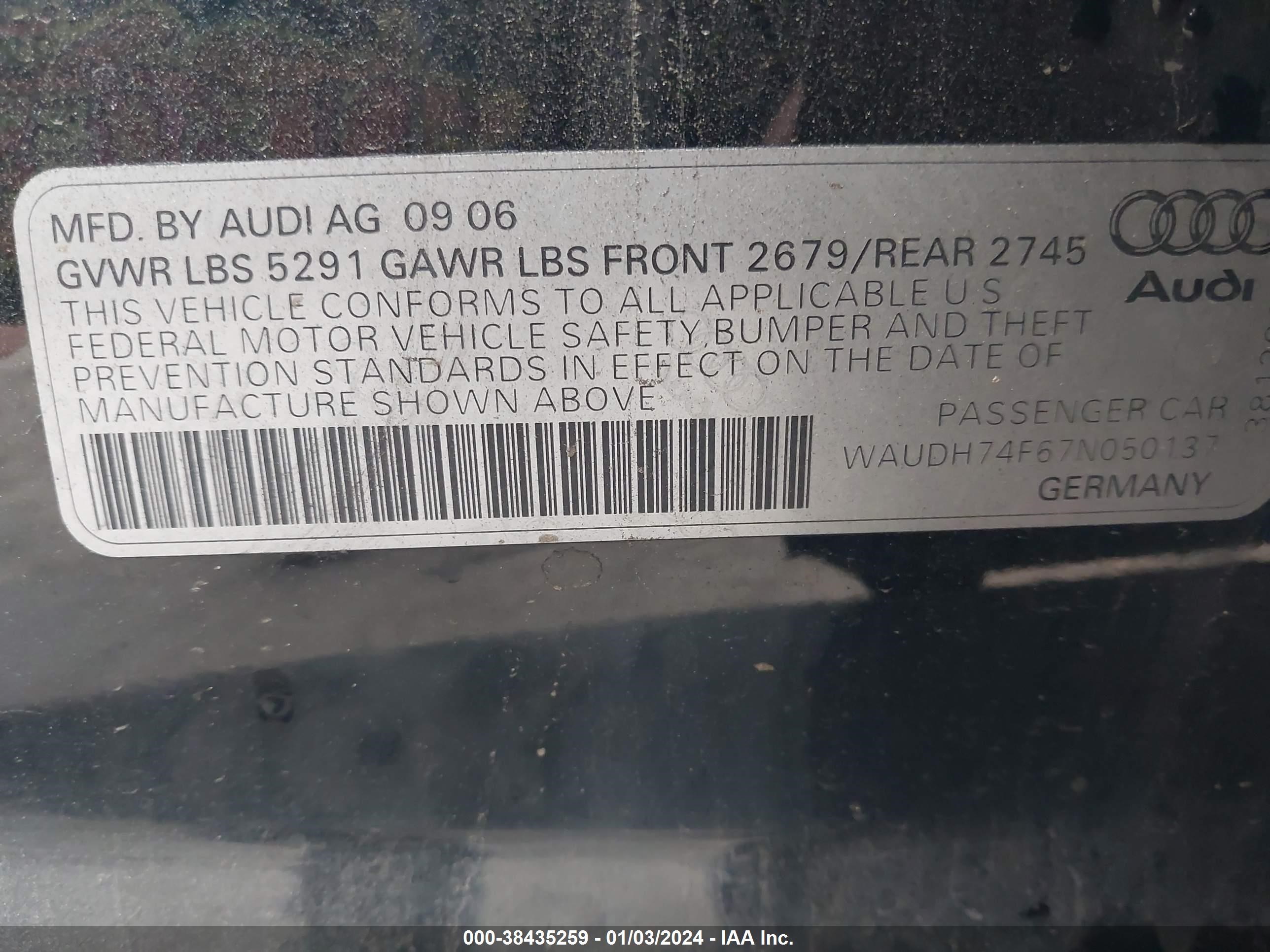 Photo 8 VIN: WAUDH74F67N050137 - AUDI A6 