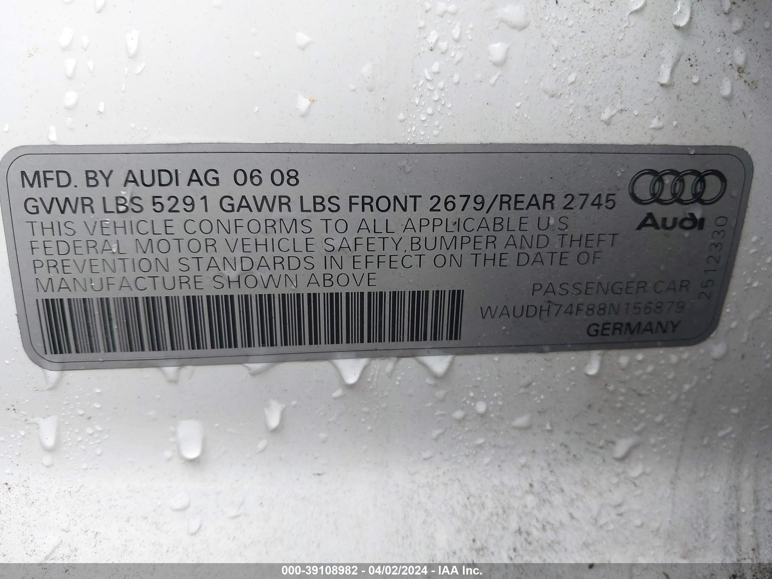 Photo 8 VIN: WAUDH74F88N156879 - AUDI A6 