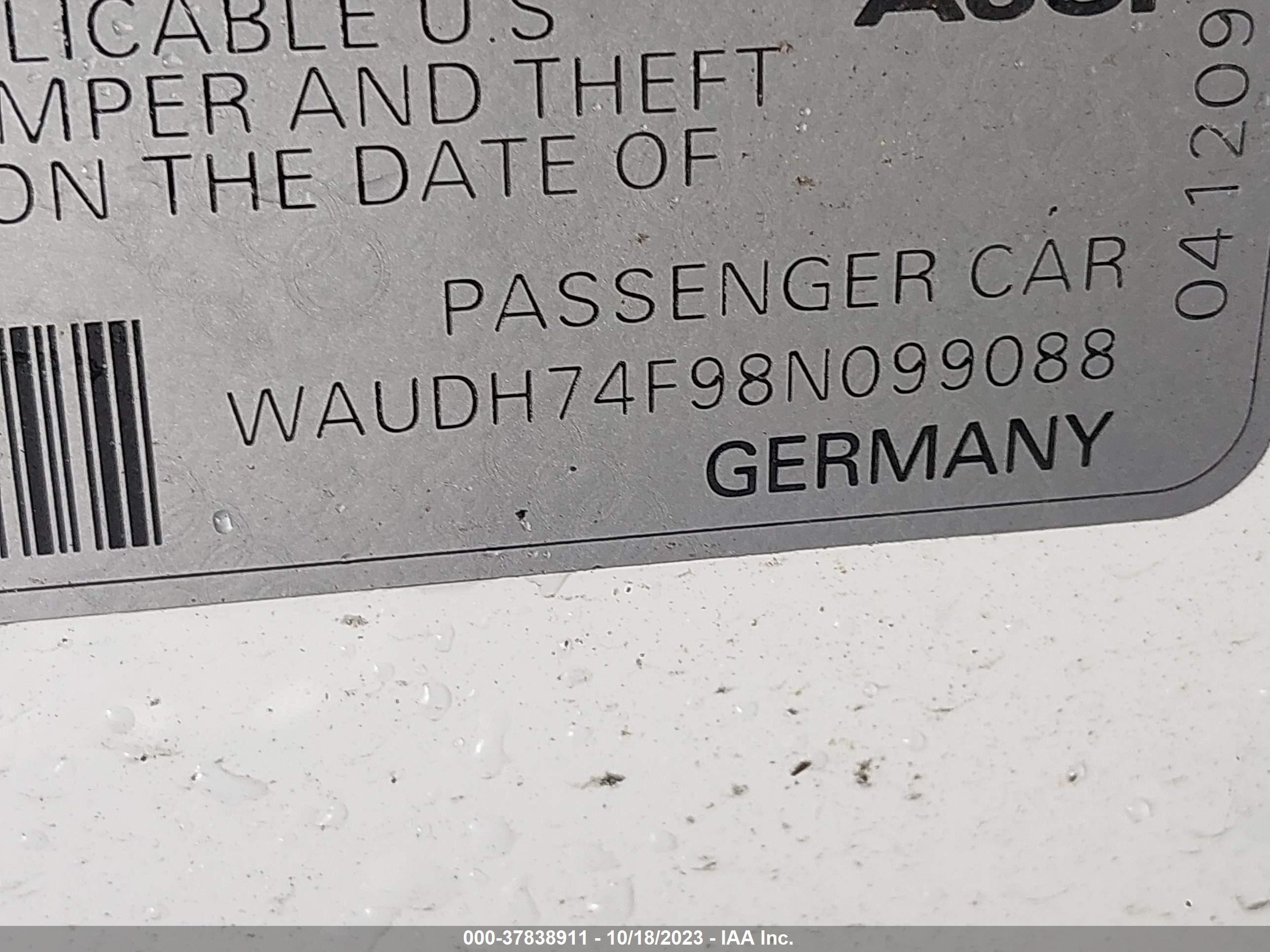 Photo 8 VIN: WAUDH74F98N099088 - AUDI A6 