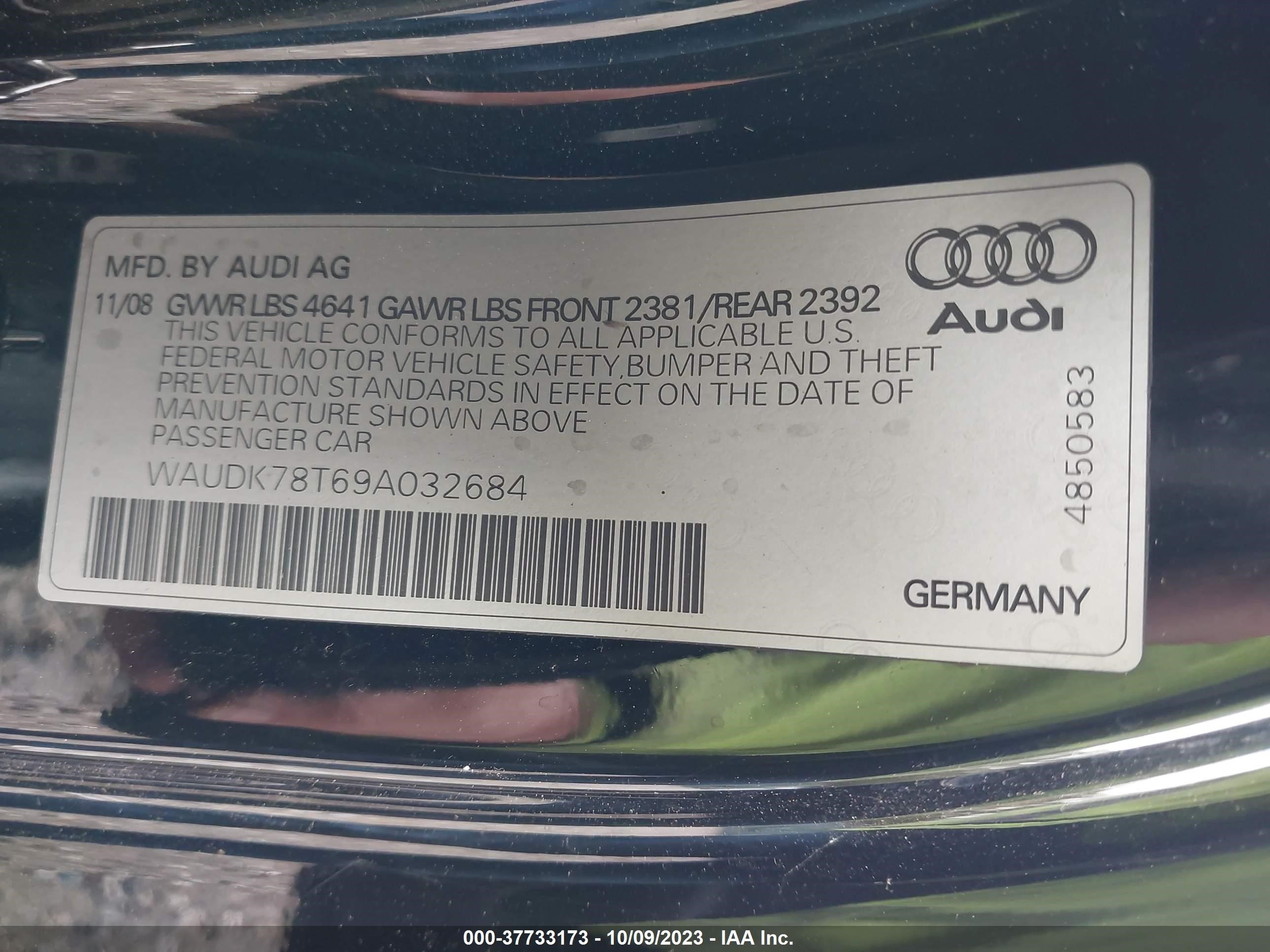 Photo 8 VIN: WAUDK78T69A032684 - AUDI A5 