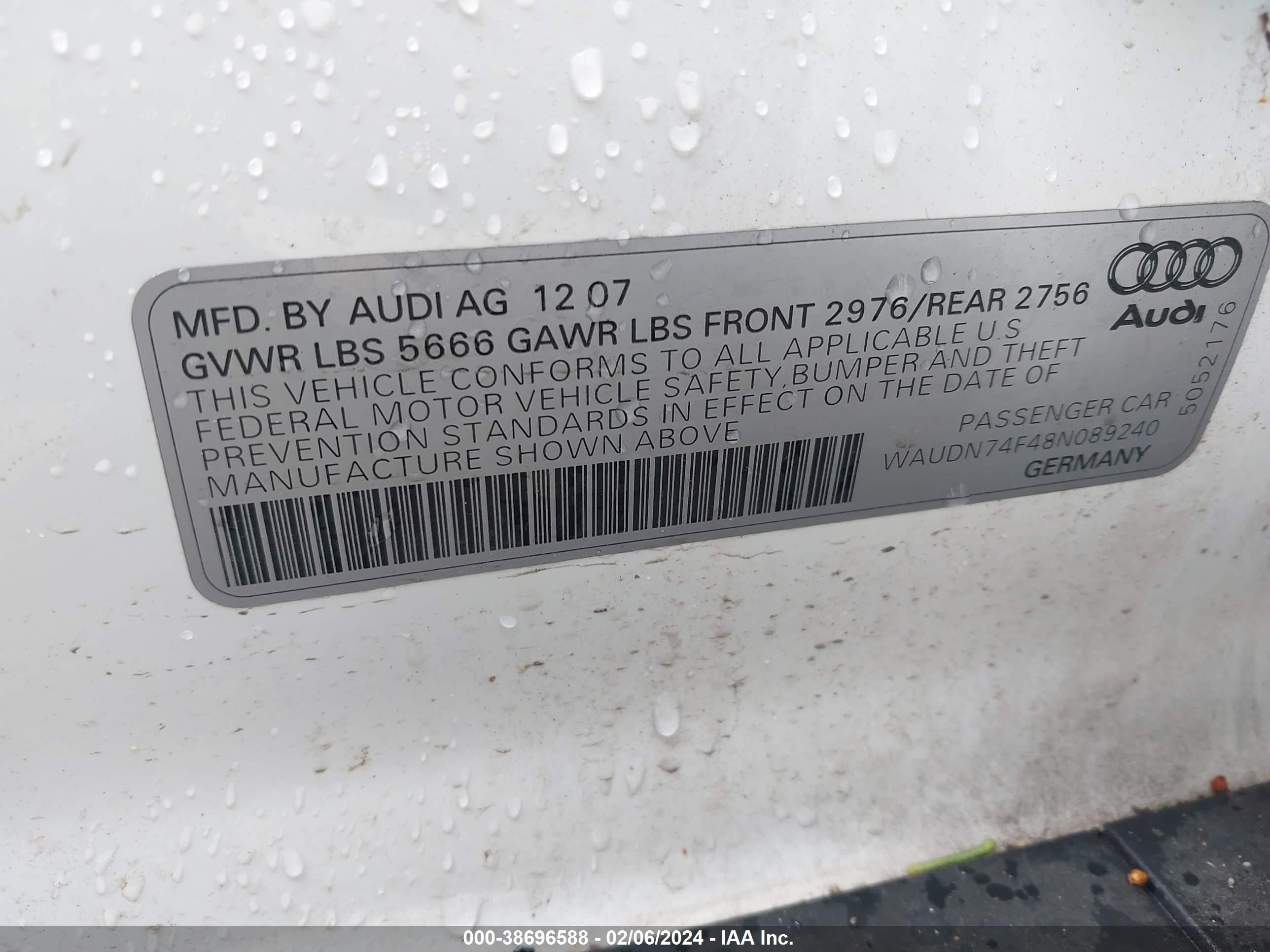 Photo 8 VIN: WAUDN74F48N089240 - AUDI S6 