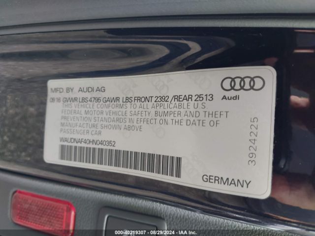 Photo 8 VIN: WAUDNAF40HN040352 - AUDI A4 