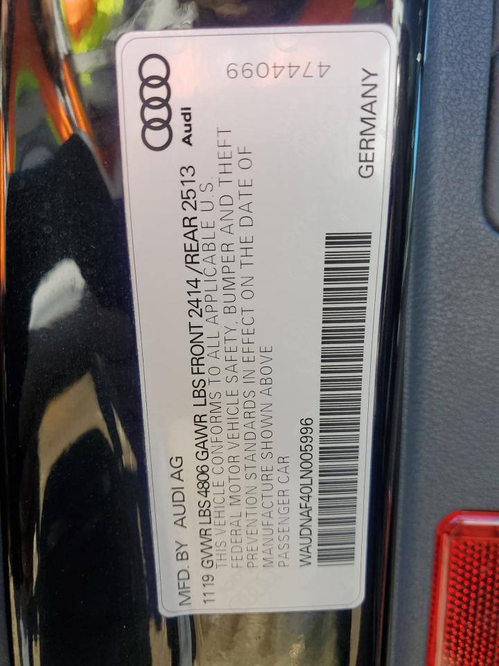 Photo 12 VIN: WAUDNAF40LN005996 - AUDI A4 