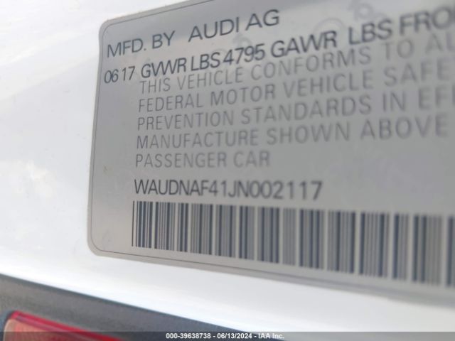 Photo 8 VIN: WAUDNAF41JN002117 - AUDI A4 