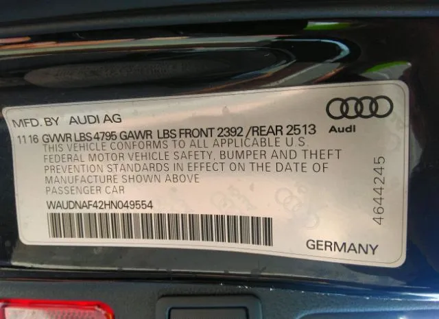 Photo 8 VIN: WAUDNAF42HN049554 - AUDI A4 