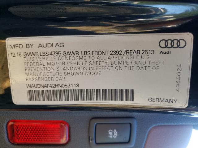 Photo 9 VIN: WAUDNAF42HN053118 - AUDI A4 PREMIUM 