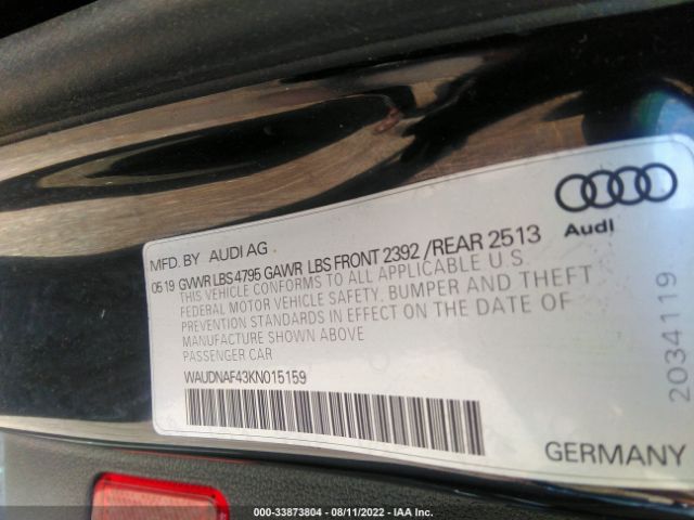 Photo 8 VIN: WAUDNAF43KN015159 - AUDI A4 