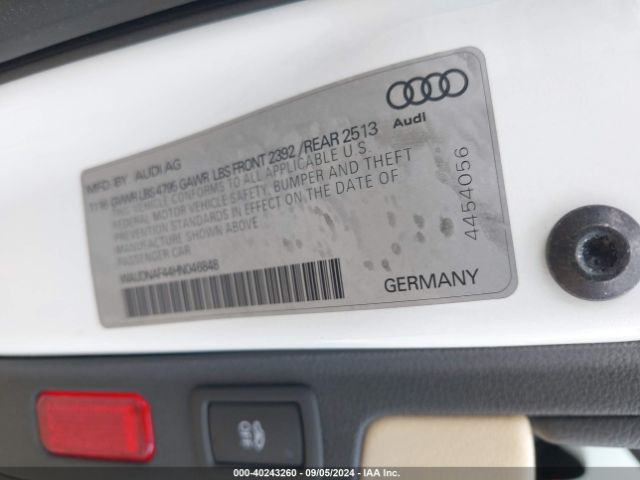 Photo 8 VIN: WAUDNAF44HN046848 - AUDI A4 