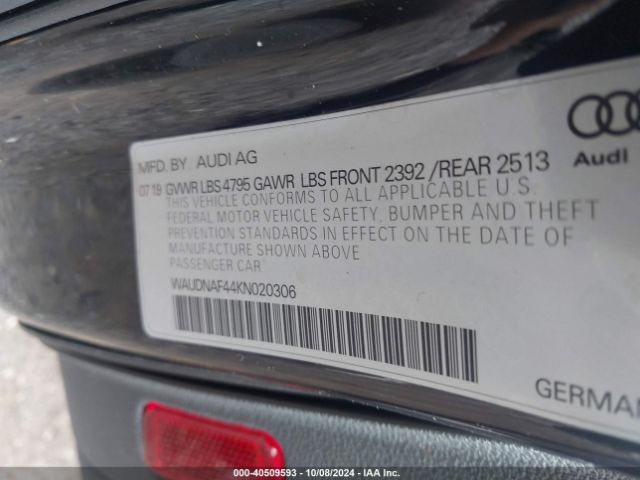 Photo 8 VIN: WAUDNAF44KN020306 - AUDI A4 