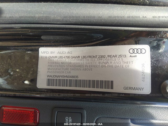 Photo 8 VIN: WAUDNAF45HN048835 - AUDI A4 