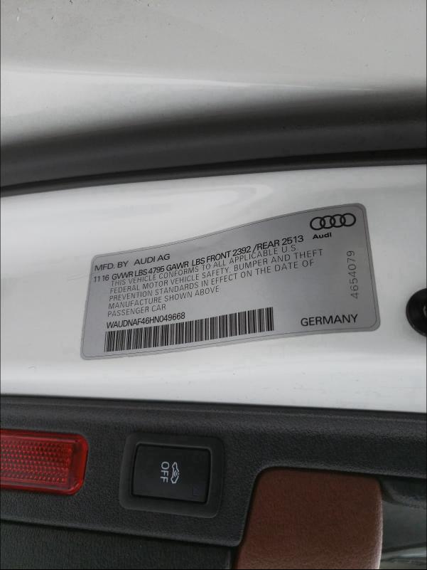 Photo 9 VIN: WAUDNAF46HN049668 - AUDI A4 