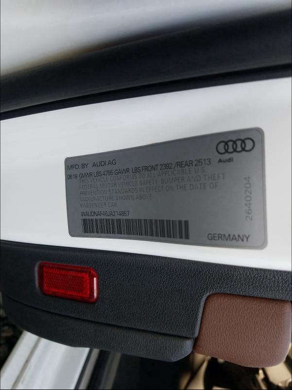 Photo 9 VIN: WAUDNAF46JA214857 - AUDI A4 PREMIUM 