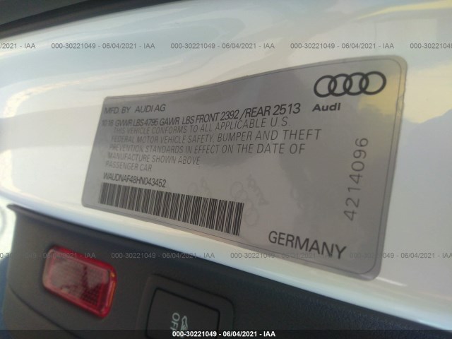 Photo 8 VIN: WAUDNAF48HN043452 - AUDI A4 