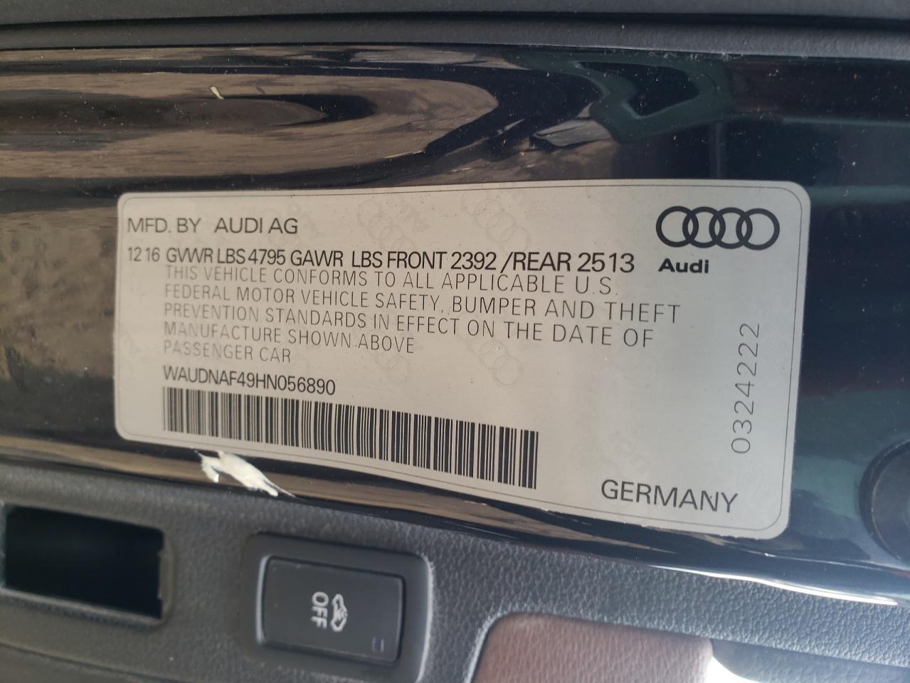 Photo 11 VIN: WAUDNAF49HN056890 - AUDI A4 