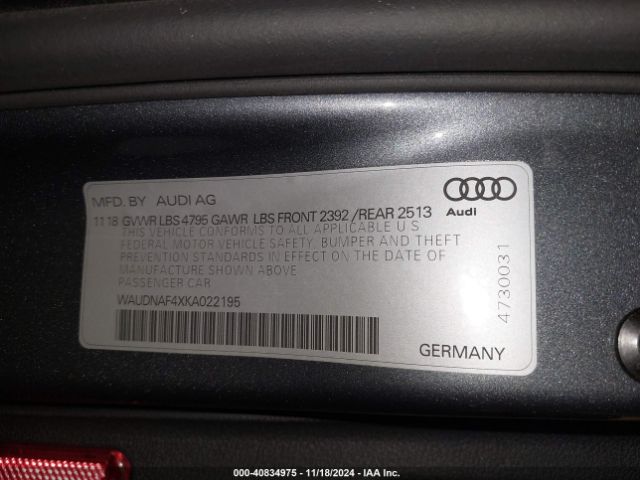 Photo 8 VIN: WAUDNAF4XKA022195 - AUDI A4 