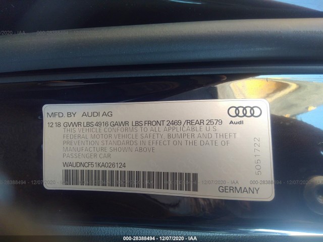 Photo 8 VIN: WAUDNCF51KA026124 - AUDI A5 