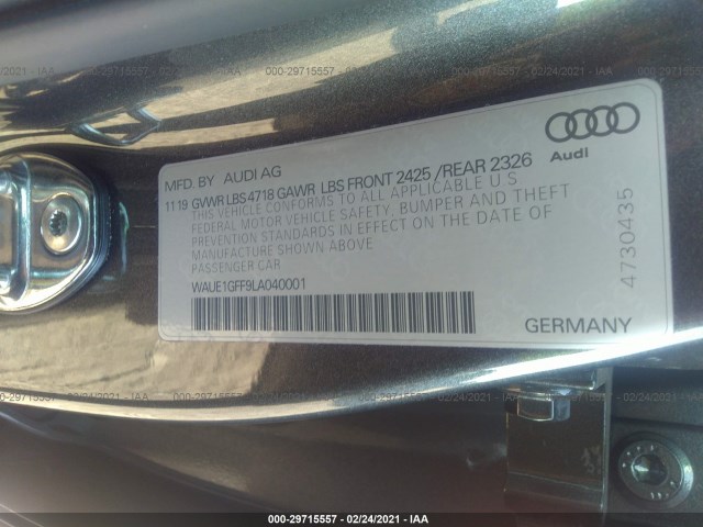 Photo 8 VIN: WAUE1GFF9LA040001 - AUDI S3 