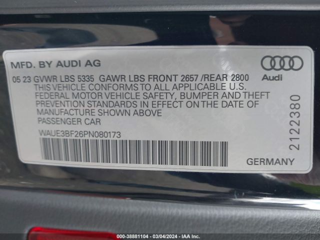 Photo 8 VIN: WAUE3BF26PN080173 - AUDI A6 