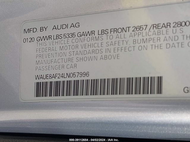 Photo 8 VIN: WAUE8AF24LN057996 - AUDI A6 SEDAN 