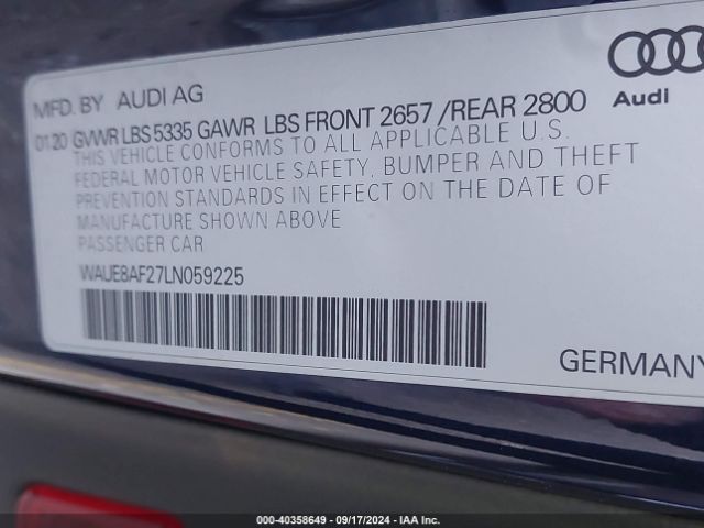 Photo 8 VIN: WAUE8AF27LN059225 - AUDI A6 