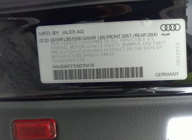 Photo 8 VIN: WAUE8AF27LN070418 - AUDI A6 