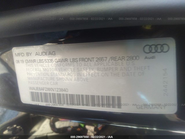 Photo 8 VIN: WAUE8AF2XKN123840 - AUDI A6 