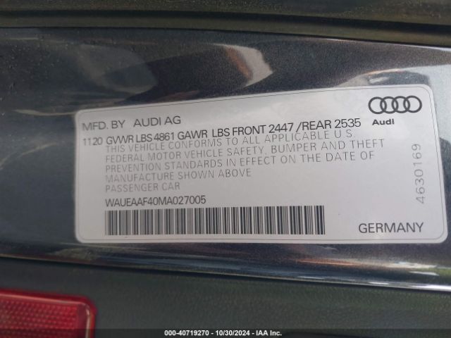 Photo 8 VIN: WAUEAAF40MA027005 - AUDI A4 