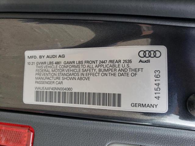 Photo 11 VIN: WAUEAAF40NN004060 - AUDI A4 PREMIUM 