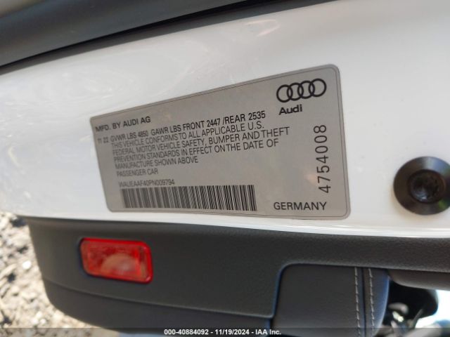 Photo 8 VIN: WAUEAAF40PN009794 - AUDI A4 