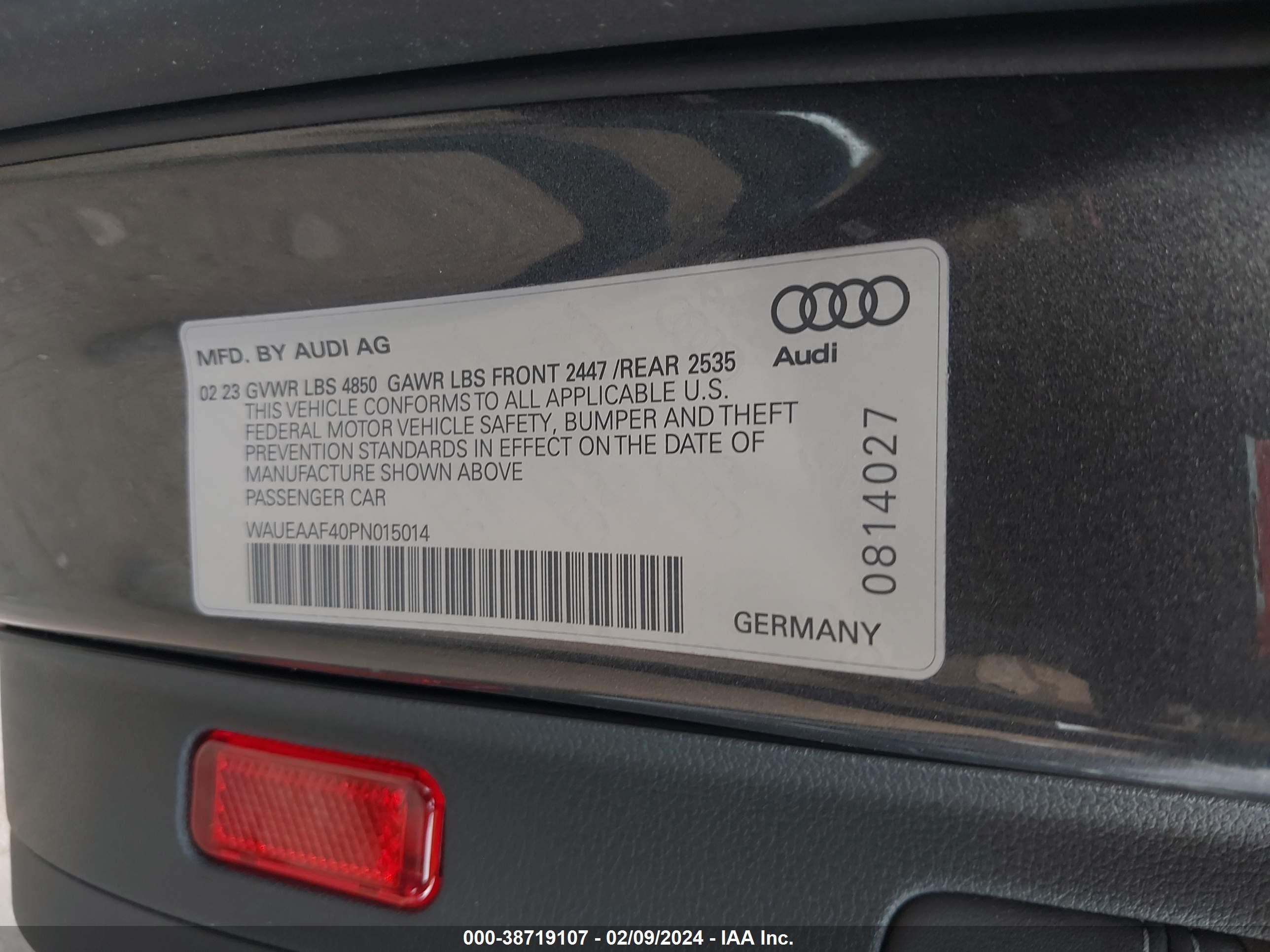 Photo 8 VIN: WAUEAAF40PN015014 - AUDI A4 