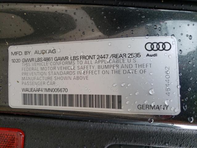 Photo 11 VIN: WAUEAAF41MN005670 - AUDI A4 PREMIUM 