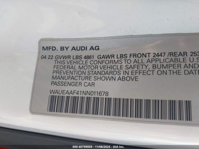 Photo 8 VIN: WAUEAAF41NN011678 - AUDI A4 