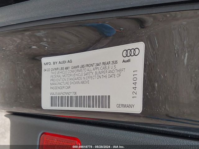 Photo 8 VIN: WAUEAAF42NN011706 - AUDI A4 