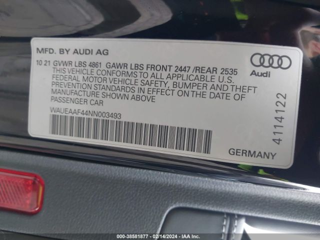 Photo 8 VIN: WAUEAAF44NN003493 - AUDI A4 