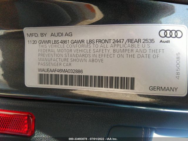 Photo 8 VIN: WAUEAAF46MA032886 - AUDI A4 SEDAN 