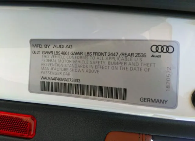 Photo 8 VIN: WAUEAAF46MA073633 - AUDI A4 