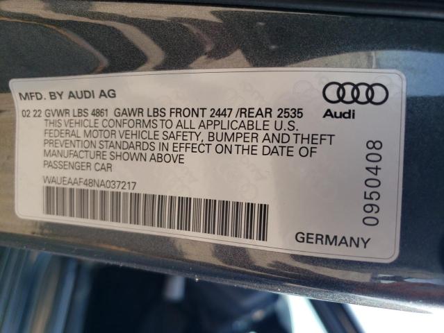 Photo 12 VIN: WAUEAAF48NA037217 - AUDI A4 PREMIUM 