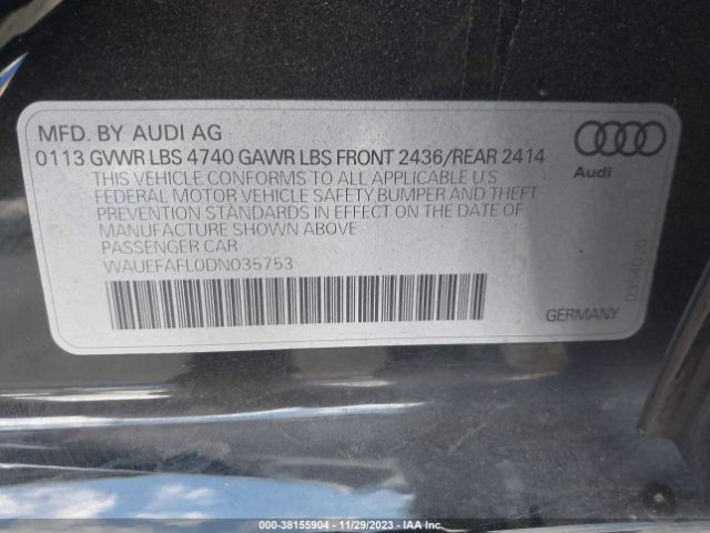 Photo 8 VIN: WAUEFAFL0DN035753 - AUDI A4 