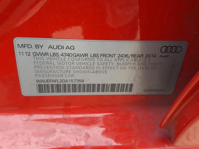 Photo 9 VIN: WAUEFAFL2DA157358 - AUDI A4 PREMIUM 